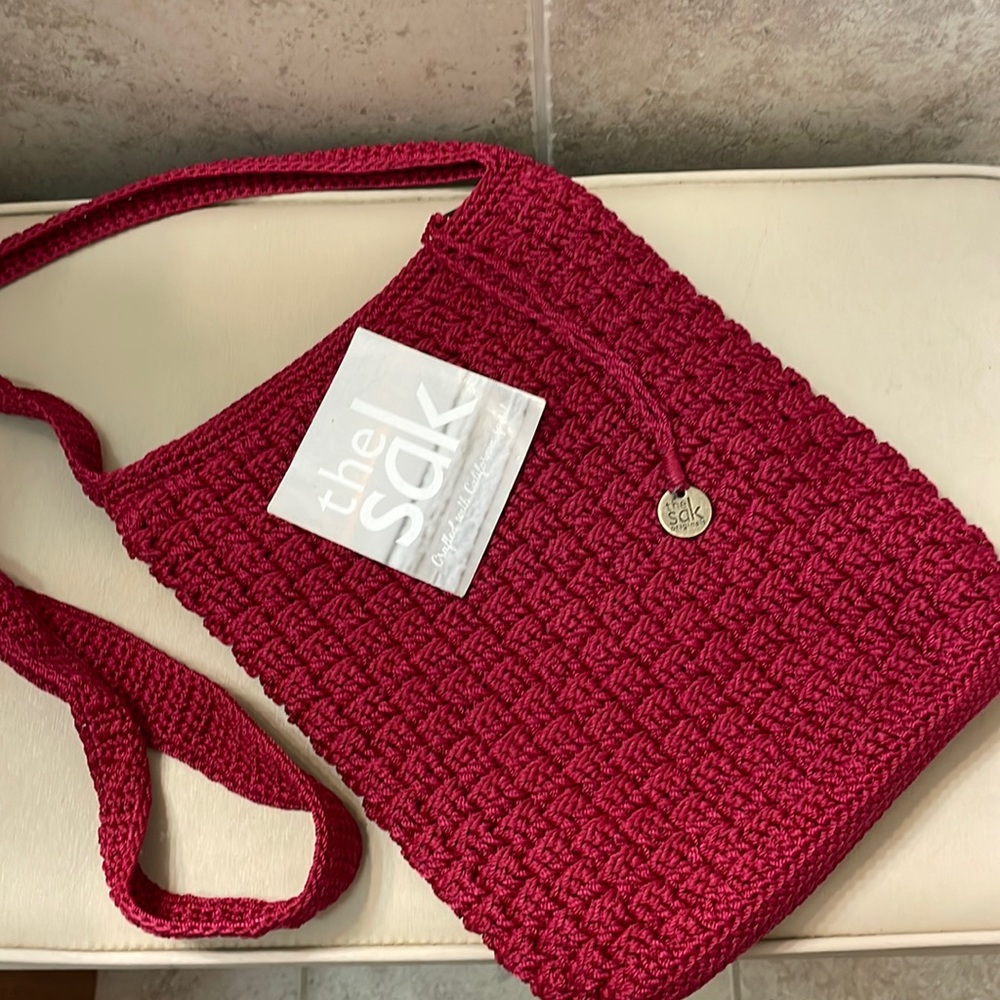 The Sak red crochet crossbody/ handbag